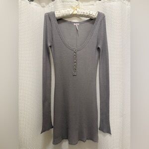 Free People Ribbed Scoop Neck Mini Dress - Silk & Cashmere